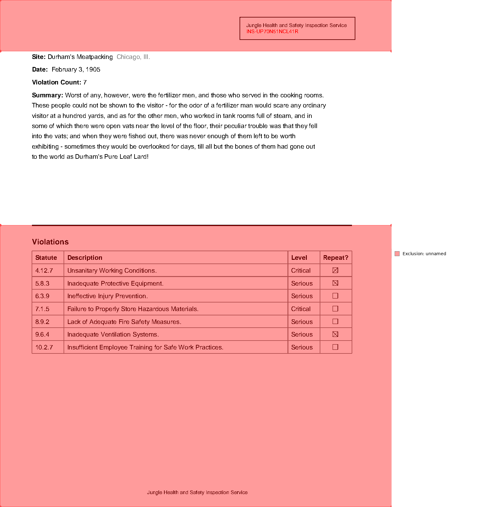 Ignoring content with exclusion zones